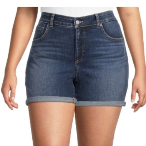 Denver Hayes Curvy Fit Mid Rise Stretch Jean Shorts Size 14 bin 1G - Picture 1 of 6